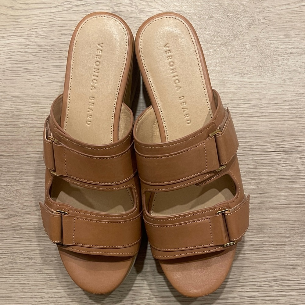 Veronica Beard Brown Leather Mules